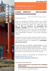 INFORMATIVO - NUEVAS INDICACIONES MINISTERIO DE EDUCACI&Oacute;N - CLASES REMOTAS