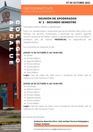 INFORMATIVO REUNI&Oacute;N DE APODERADOS - OCTUBRE