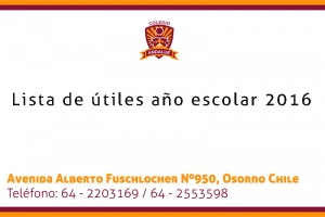 Lista de &uacute;tiles - A&ntilde;o Escolar 2016